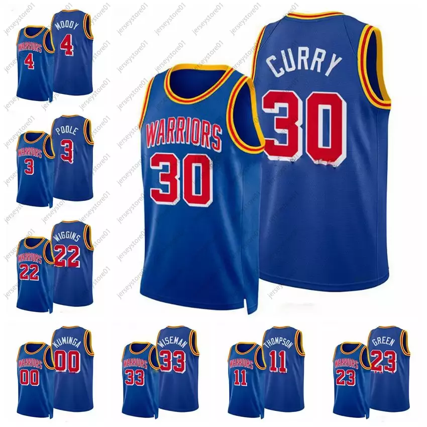 

Golden State's Warriors's Stephen Curry #30 Basketball jersey Thompson #11 Wiggins #22 Poole #3 Iguodala #9 Greem #23 Kuminga #00 75TH Diamond Blue Youth Kid, As photo