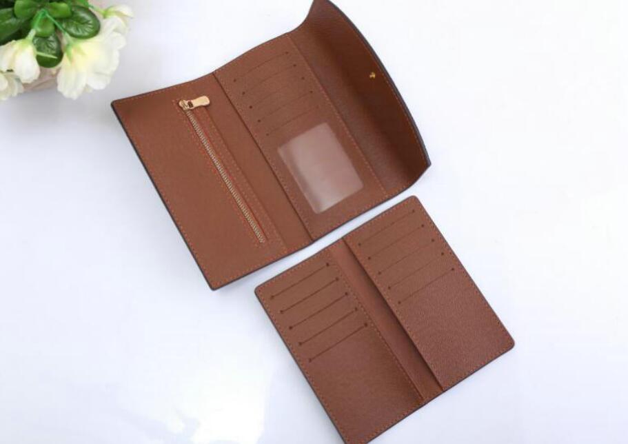 

Fashion EMILIE WALLET purse designer Womens Button Long Card Pouch Round Coin Purses Zippy Brown Waterproof Canvas High Quality M60697, Brown flower
