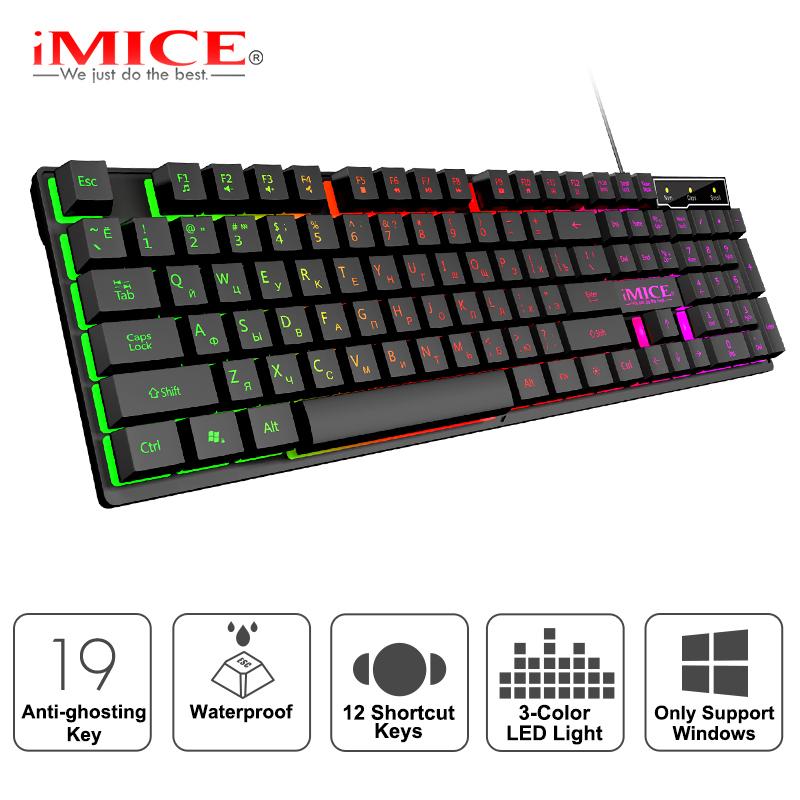 

Keyboards Ergonomic 104 Key Wired Game Keyboard With Backlight, USB Interface, Rubber Keyboard, RVB, Russian, PC And Laptop