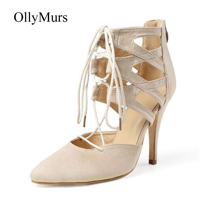 

Dress Shoes Women Sandals Summer Sandalias Mujer Ankle Straps High Heels Gladiators Zapatos De Sexy Lady Footware Cross-tied, Nude