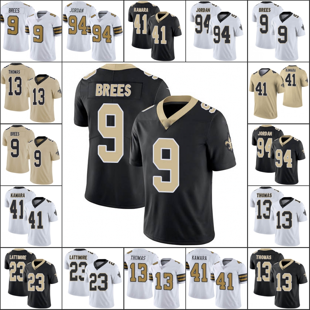 

New Orleans's Saints's Men #9 Drew Brees 41 Alvin Kamara 13 Michael Thomas 94 Cameron Jor dan Women Youth Limited Jersey, Black;red