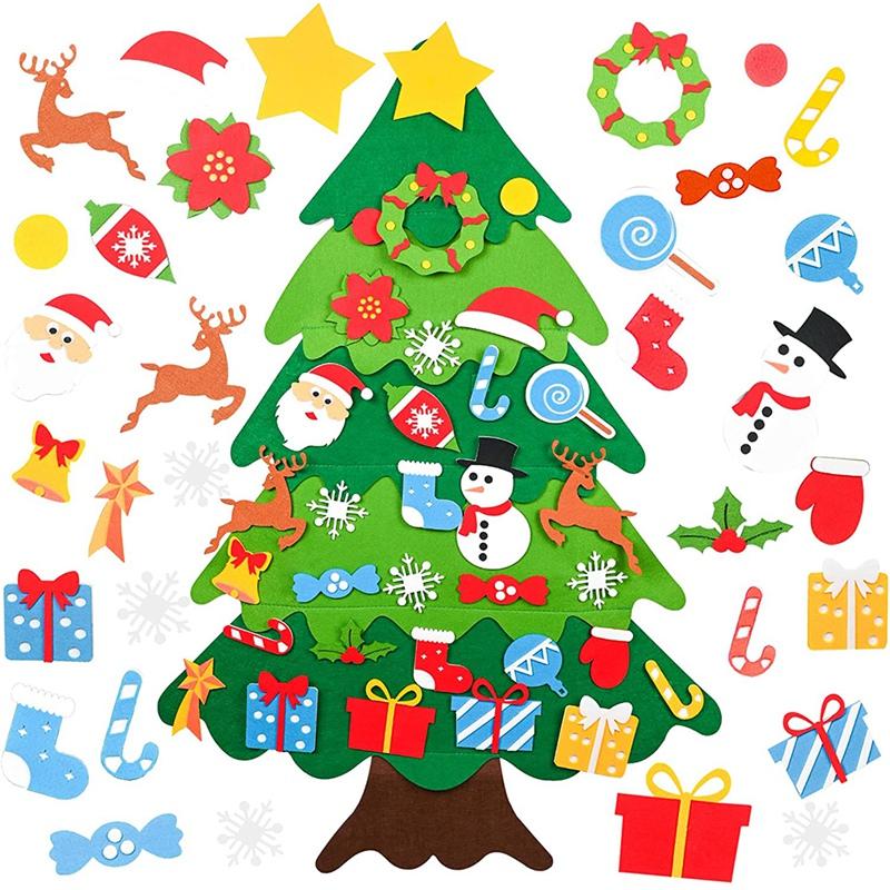 

Christmas Decorations DIY Felt Tree For Kids With Ornaments, Door Wall Hanging Xmas Gifts Toddlers