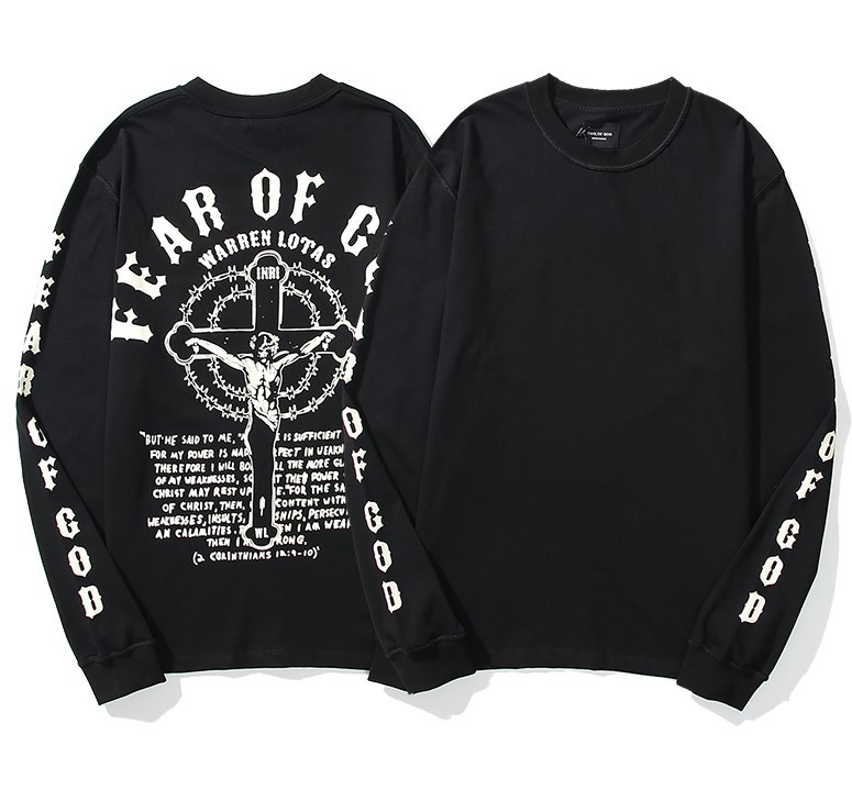 

Men's T-Shirts Mens T Shirt Christmas Religious Limited Cross Letter Print Long Sleeve High Street Top Casual Fashion Male Clothing, Black