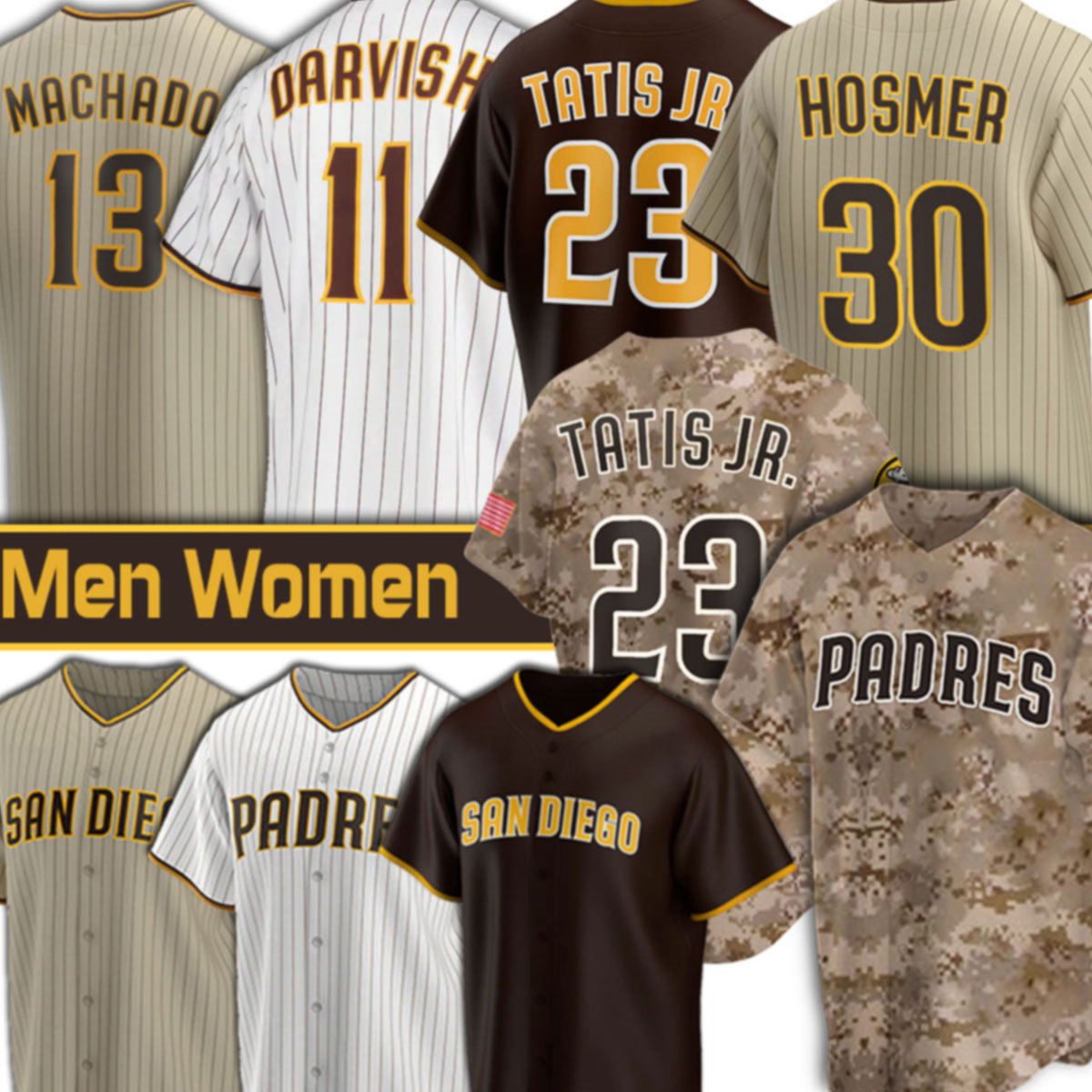 

23 FERNANDO TATIS JR. 11 Yu Darvish Baseball Jerseys 30 Eric Hosmer 13 Manny Machado Padress 4 Wil Myers Jersey Keone Kela Joe Musgrove, Men(jiao shi)