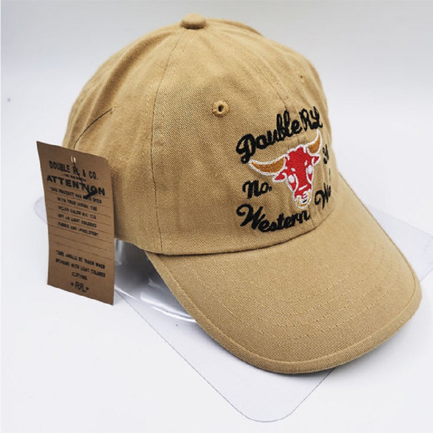 

Khaki Embroidered NO.31 Western Wear Bull Vintage Polo RRL Cap Cotton Unisex Hat Adjustable Outdoor Summer