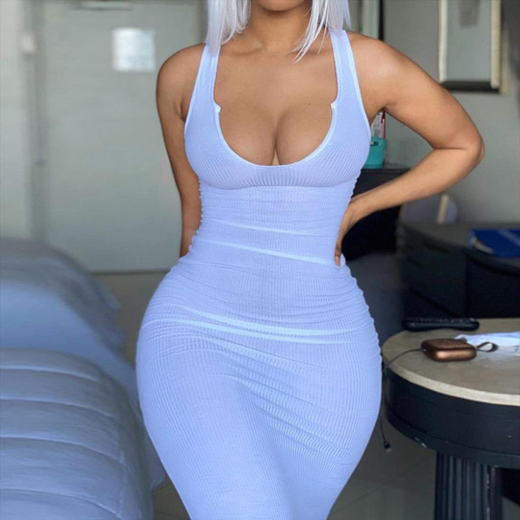 

sleeveless solid square collar ribbed womens dresses skinny maxi spring summer women fashion streetwear lounghe wear, Black;gray