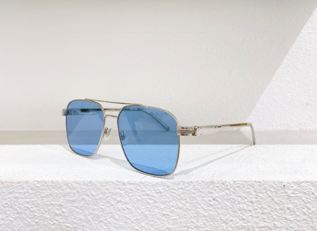 

Square Sunglasses Silver Blue Lens 60mm gafa de sol Men Fashion Sun glasses Shades UV400 Protection Eyewear 1267 with box, White;black