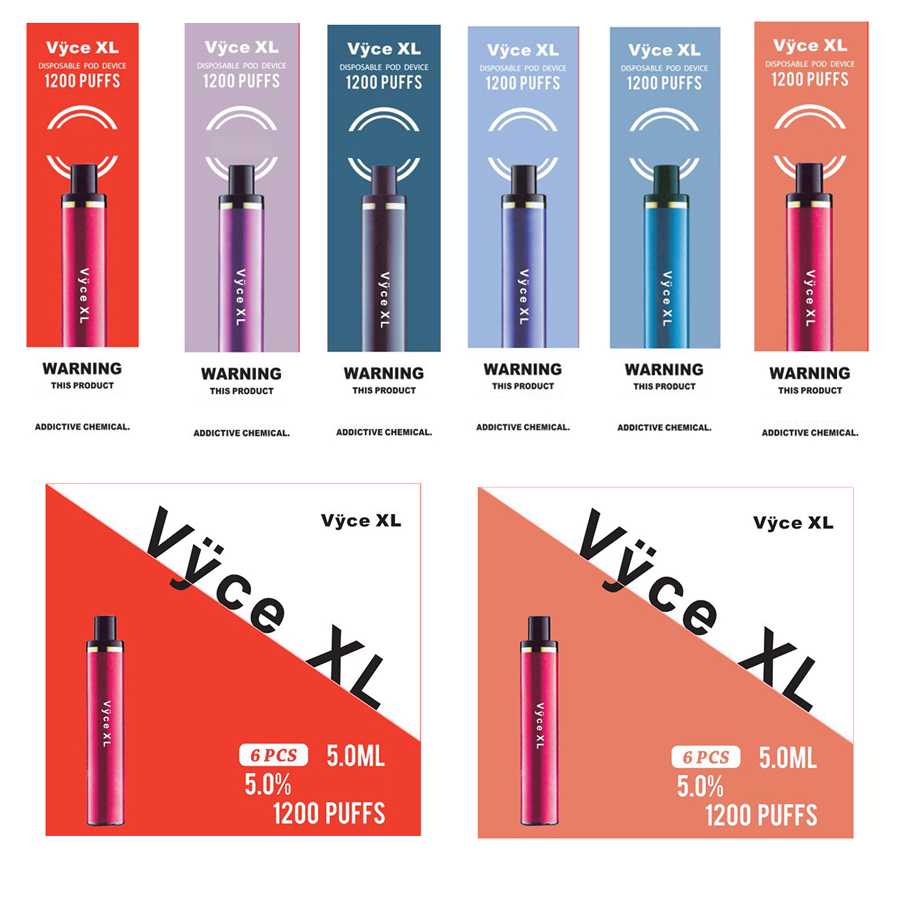 

Vyce xl 1200Puffs Disposable Device e cigarette Starter Kits Vape Pen Cartridges 5ml 950mAh Battery Vaporizer Empty Pods vs puff plus air bar lux 0268224-2