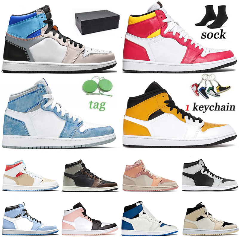 

With Box 2021 Authentic Air Jordan Retro 1 Basketball Shoes 1s Travis Scott NIK Jumpman Mens Women Jorden Off White Trainers Sneakers, #b34 shadow 2.0 36-46