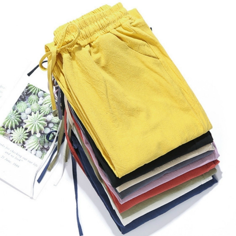 

Womens Spring Summer Pants Cotton Linen Solid Harem Women High Waist Candy Colors Lace Up Soft Trousers Bottoms 210603, Royal blue