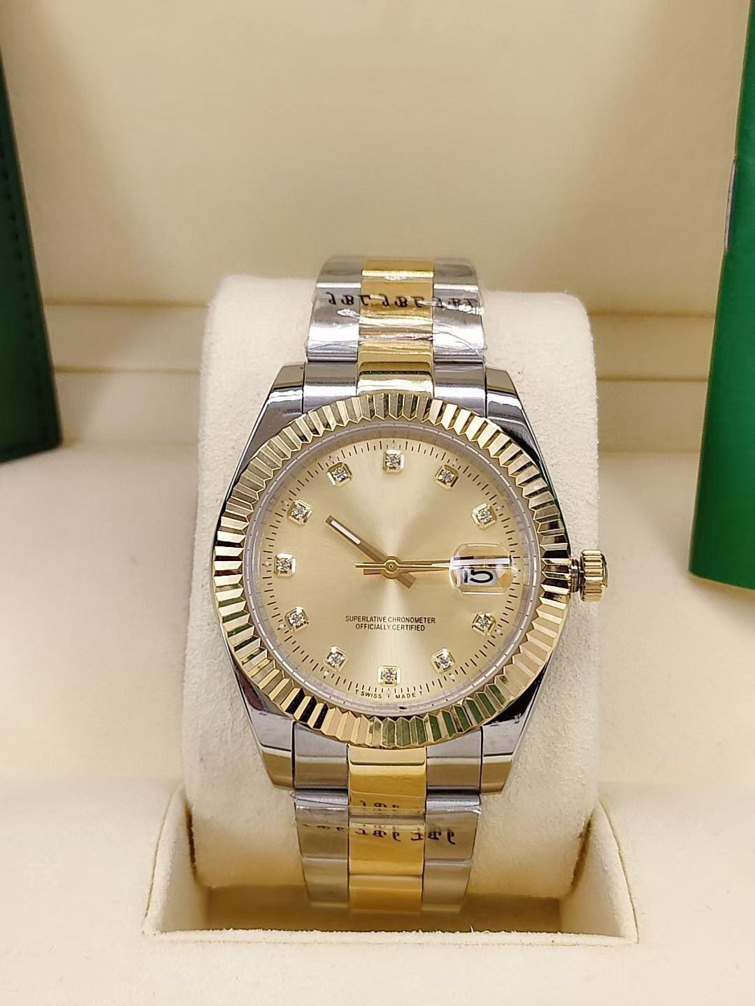 

31mm Diamond Iced Out Women's Watches Automatic Mechanical Movement Full Stainless Steel Strap Woman Dress Wristwatches Couples Datejust Lady Ladies Wristwatch, Sapphire glass