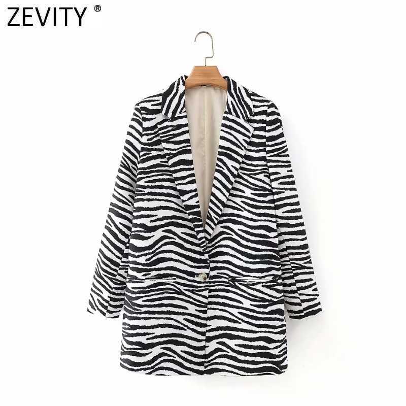 

Zevity Women Vintage Zebra Striped Print Fitting Blazer Coat Office Lady Long Sleeve Pocket Suits Outerwear Chic Tops CT688 210603, As pic ct688dt