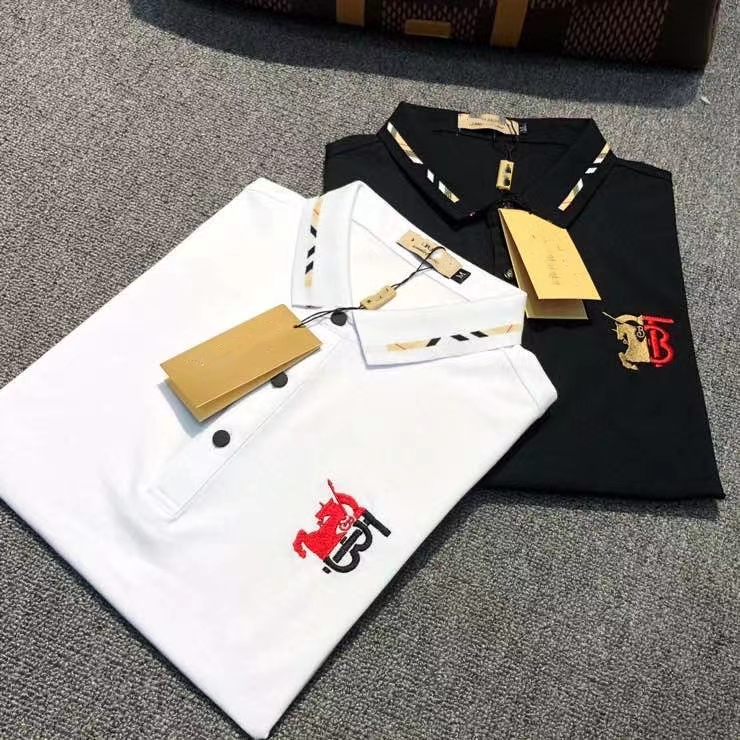 

Men's Polos T-Shirt European American fashion brand quality polo letter embroidered short sleeve casual and business double lapel shirt jacket, Black