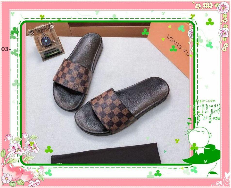 

03-7 original LOUIS shoes VITTON fashion Beach Slide Sandals male female flower blooms print leather Slippers EUR:36-45 #888, Black