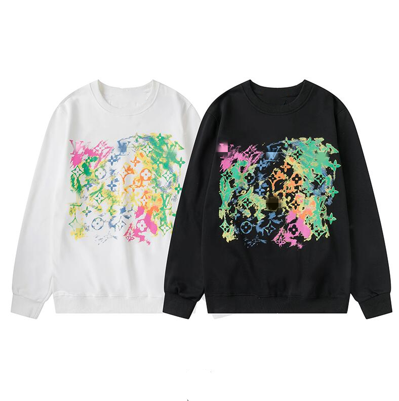 

2021ss autumn high quality pure cotton men women hoodie brand Designers Casual fashion Men's Ink jet logo Round neck sweater, Black