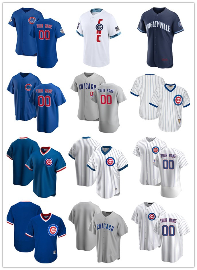 

Custom Jersey Mens women Youth ChicagoCubsyour any name number Authentic Baseball Jerseys white blue Grey, Blue;black