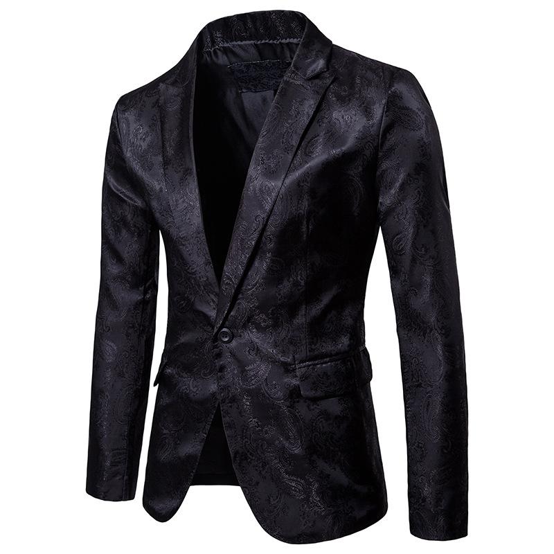 

Men's Suits & Blazers Mens Black Paisley Blazer Jacket Slim Fit Single Button Nightclub Men Wedding Prom Stage Singer Suit Hombre, Gold
