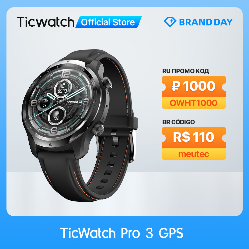 

TicWatch Pro 3 GPS Wear OS Smartwatch Mens Sports/Smart Watch Dual-layer Display Snapdragon Wear 4100 8GB 3 to 45 Days Battery, Shadow black