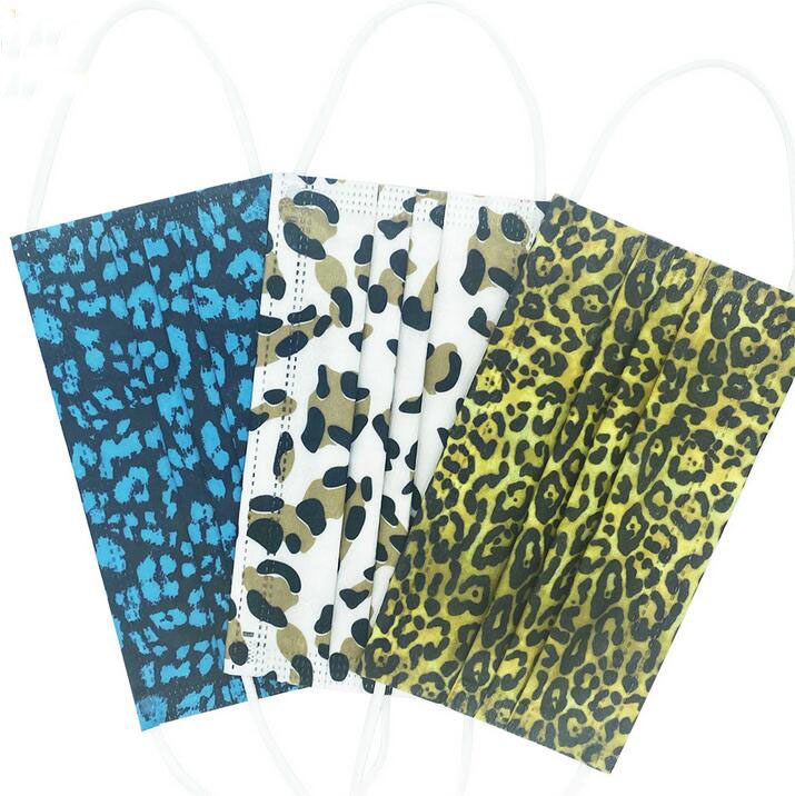 

Leopard Unisex 3 Layer Disposable Mask Adult Men Women 95% Filtration Efficiency Dustproof Prevention of Influenza Face Mouth Masks Style