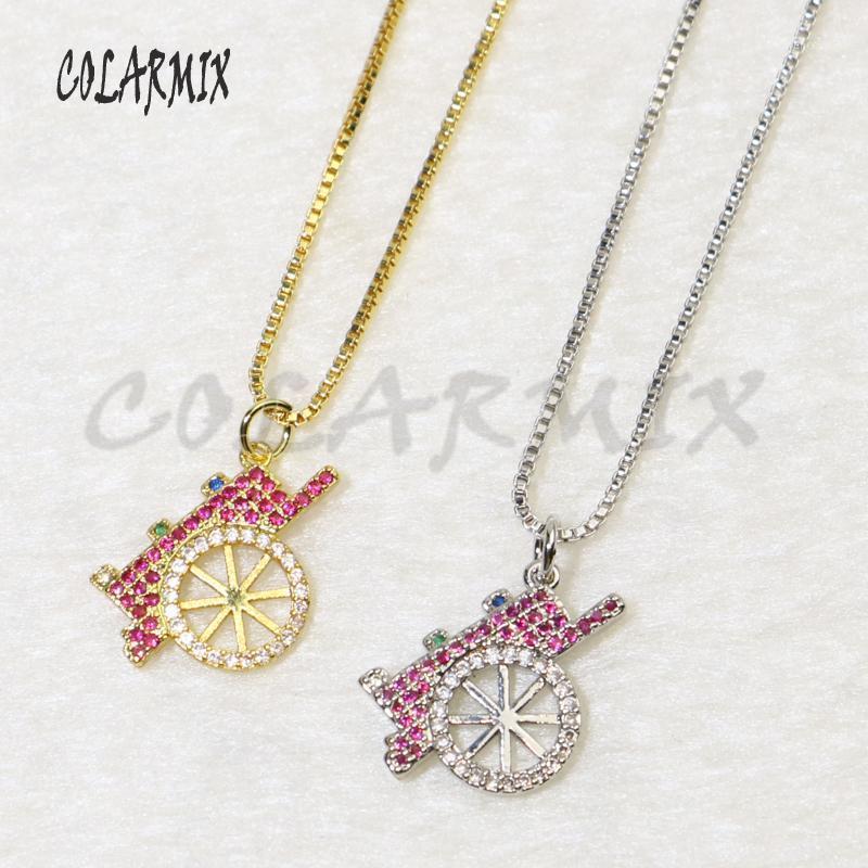 

Chains 10 Strands Trolley Pendants Necklace Wheel Charm Crystal Accessories For Women 560271