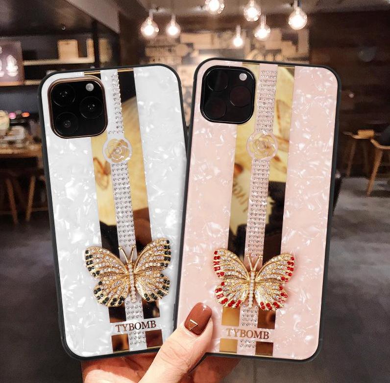 

Luxury Creative Mirror Fashion 3D Inlaid butterfly Phone Cases For iPhone X XR XS 12 mini 11 Pro Max Case Apple Cellphone 7 8 6s Plus Cover, Mix colors