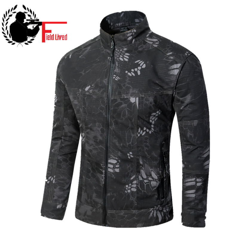 

Windbreaker Autumn Mens Military Style Army Camouflage Outerwear Tactical Stand Collar Waterproof Tactical Jackets Coat Male 210518, Black snake