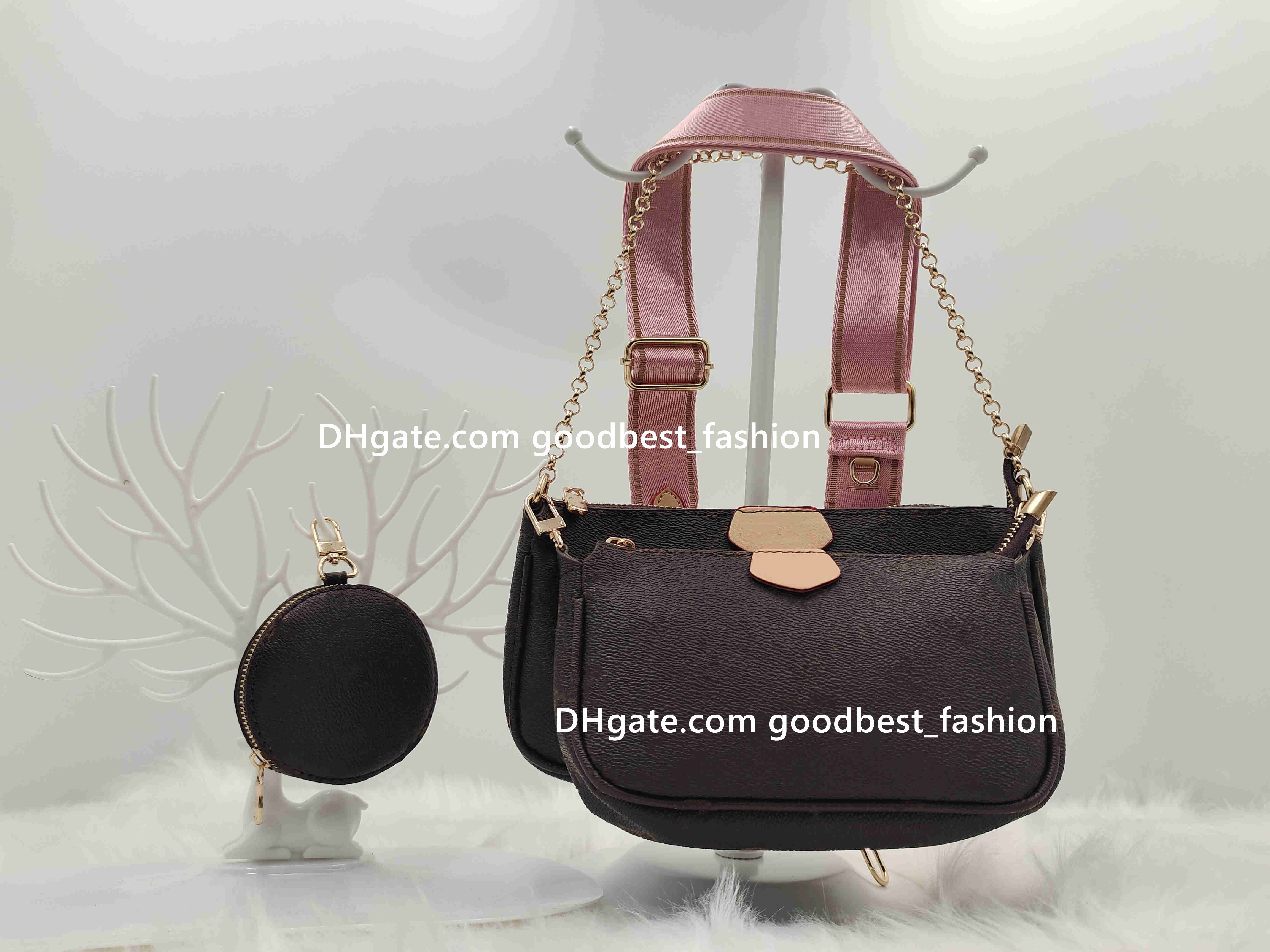 

Women Luxurys Designers Bags 2021 Tote Hand shopping Crossbody Fashion leather pochette shoulder Metal chain old flower Tassel classic Brown