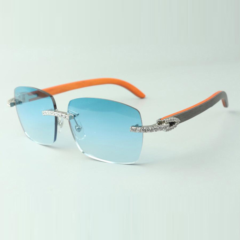 

Direct sales endless diamond sunglasses 3524025 with orange wooden temples designer glasses, size: 18-135 mm