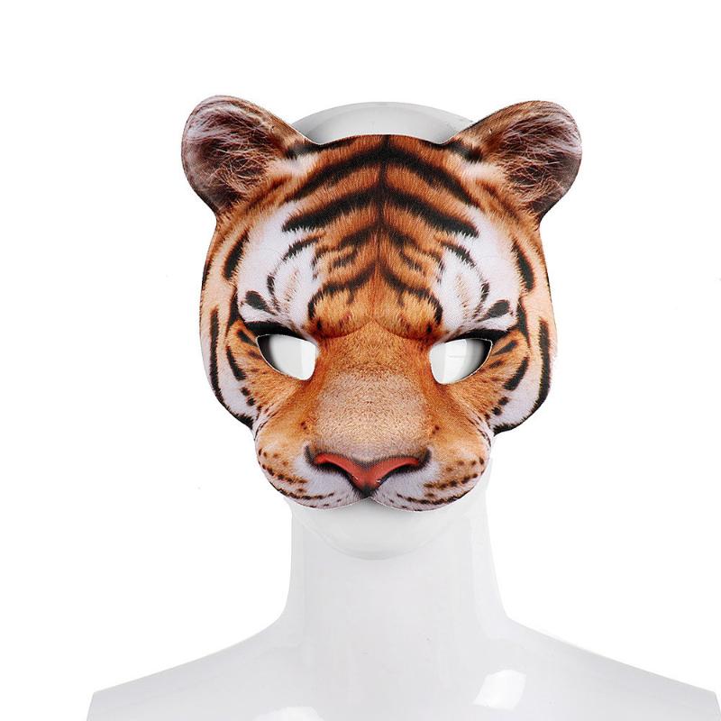 

Party Decoration Halloween Carnival Masquerade Props EVA Half Face Animal Mask Creative Cosplay Makeup Adult Cute Funny Tiger