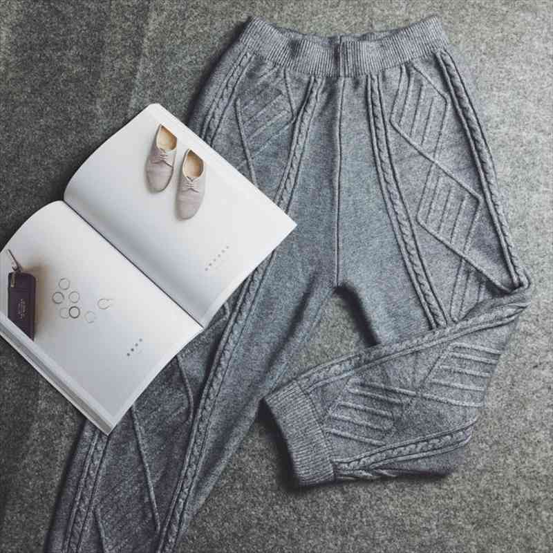 

Knitting Womens Harem Pants Loose Casual Elastic Waist Trousers Plus Size Women Pants, Black;white