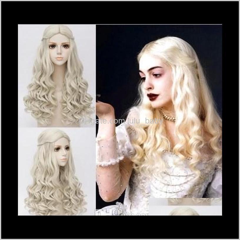 

Synthetic Wigs Products Drop Delivery 2021 Zf Alices Adventures In Wonderland 2 The White Queen 60Cm Curly Blonde Cosplay Hair Wig Costume Ba, Black