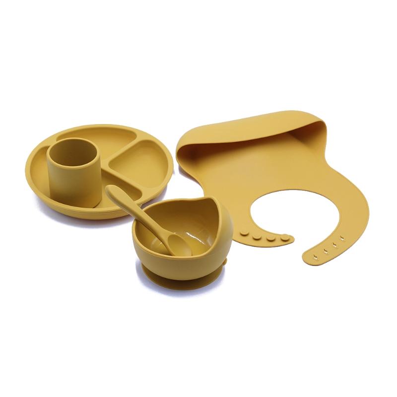 

Cups, Dishes & Utensils 5pcs Baby Plate Spoon Feeding Food Tableware Set Bibs Bowl Grade Silicone Non-slip BPA Free Cup