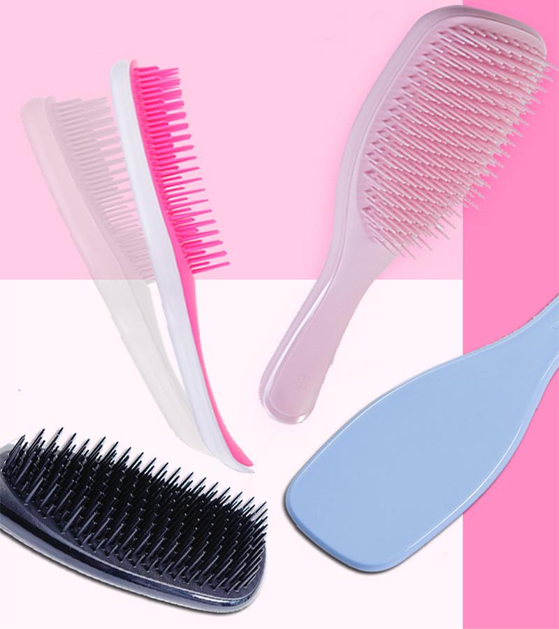 

Hair Clips & Barrettes 1Pc Anti-static Brush Comb Styling Teezer Shower Electroplate Detangling Massage Combs For Salon Women Girls, Golden;silver