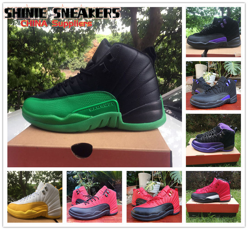 

12 Dark Concord Purple Reverse Flu Game Varsity Red Black Men basketball shoes 12s Jumpman Green Yellow Mens Athletic Sneaker size 8-13