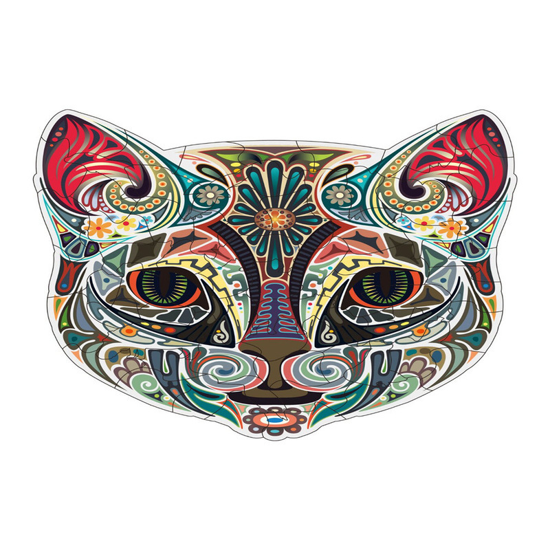 

Special shaped wooden Animal face cat irregular animal plane Puzzle Children's toys