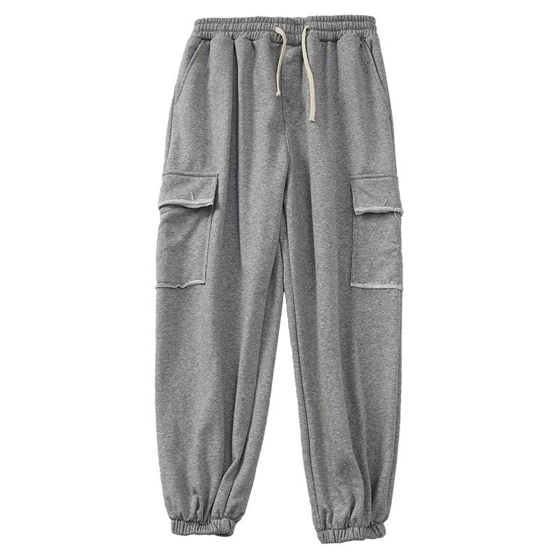 

Men's Pants Summer Fashion Loose Mens Thin Pockets 2021 Straight Trend Autum Nine Points Sports All-match Trousers, Black