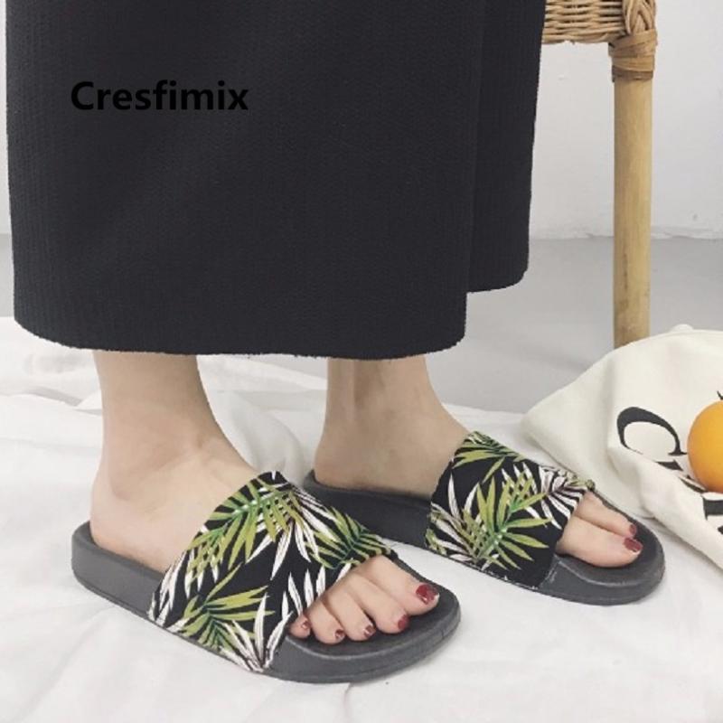 

Cresfimix Women Fashion Sweet High Quality Soft Comfortable Slippers Lady Casual Black Slides Female Leisure Cool A3603