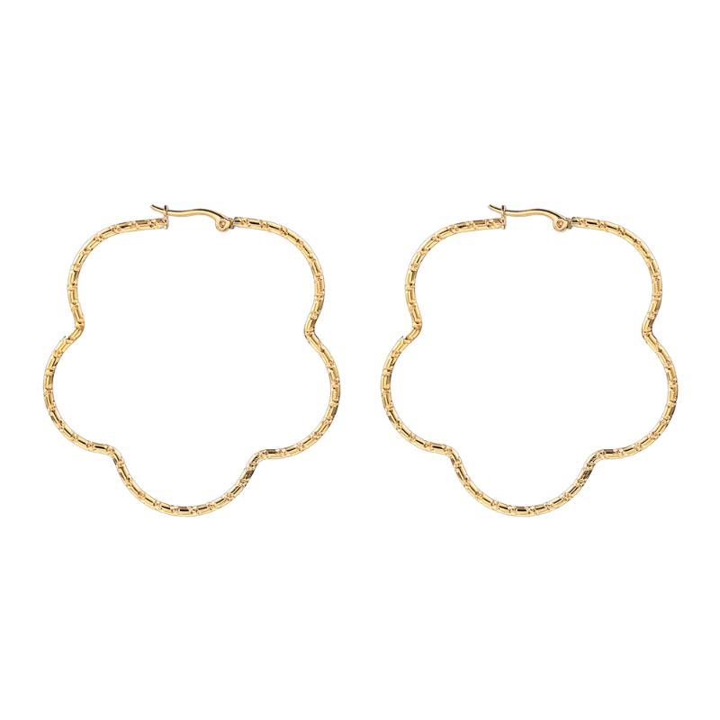 

Hoop Earrings Fashion Flower Titanium Steel Jewelry For Woman Gift Drop & Huggie