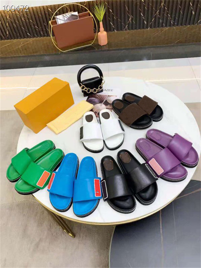 

2022 Women Pool Pillow Womens Comfort designers Slipper luxurys Lady Nylon Brands Fashion Strap Mule Designer Men Leather Sunset Flat Rubber Outsole Slide, It's not slippers