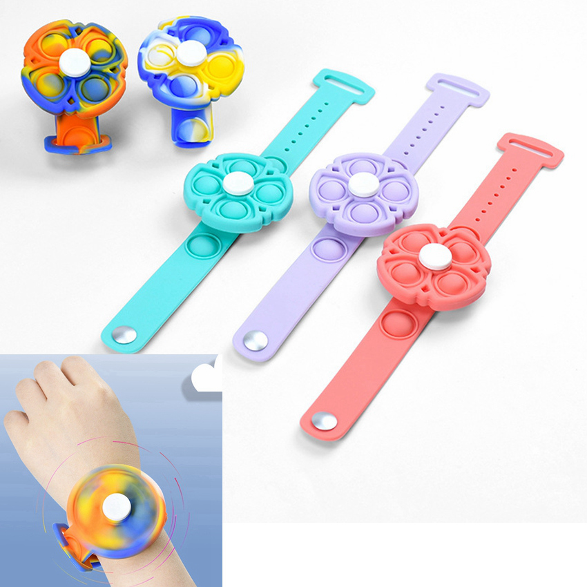 

Silicone Fidget Wristband Can Rotate Bracelet Favor Push Bubble Sensory Toy 7 Colors Stress Reliever Toys LLA899