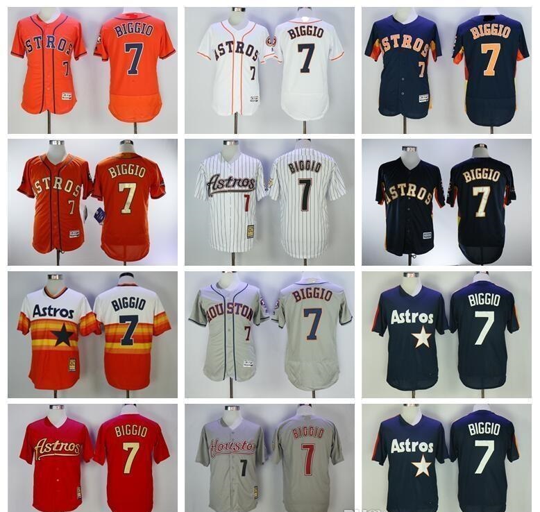 16 Hommes Femmes Enfants 7 Craig Biggio Jersey Baseball Jersey Pull Vintage Toute Pinstripe cousue Orange Noir Blanc Gris