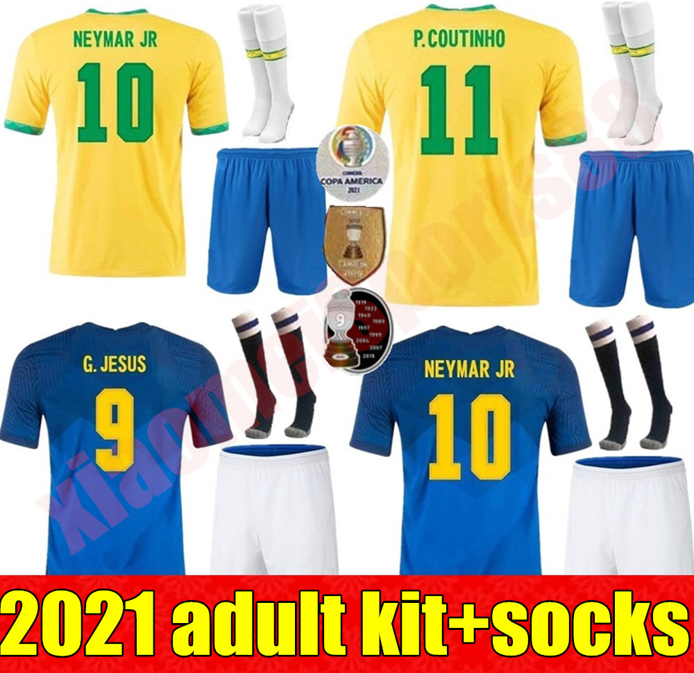 

adult kits MARQUINHOS PAQUETA MARCELO NERES COUTINHO soccer jersey 2021 2022 camiseta de futebol BraziL G.JESUS FIRMINO 21 22 football shirt Men kit set uniforms, Away+socks