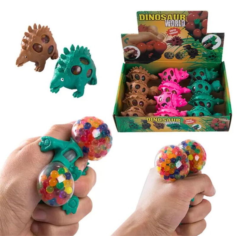 

Squishy Dinosaur Fidget Toy Anti Stress Squish Beads Ball Squeeze Toys Decompression Anxiety Reliever Venting Grape Balls