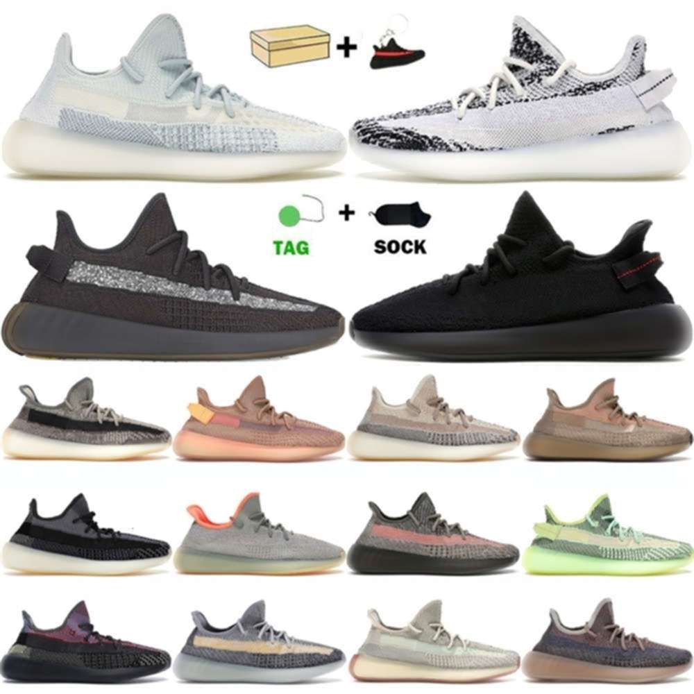 

2021 kanye running shoes for men women Static Black Reflective Zebra Cinder Carbon Clay mens outdoor sports trainers sneakers eu linling1212