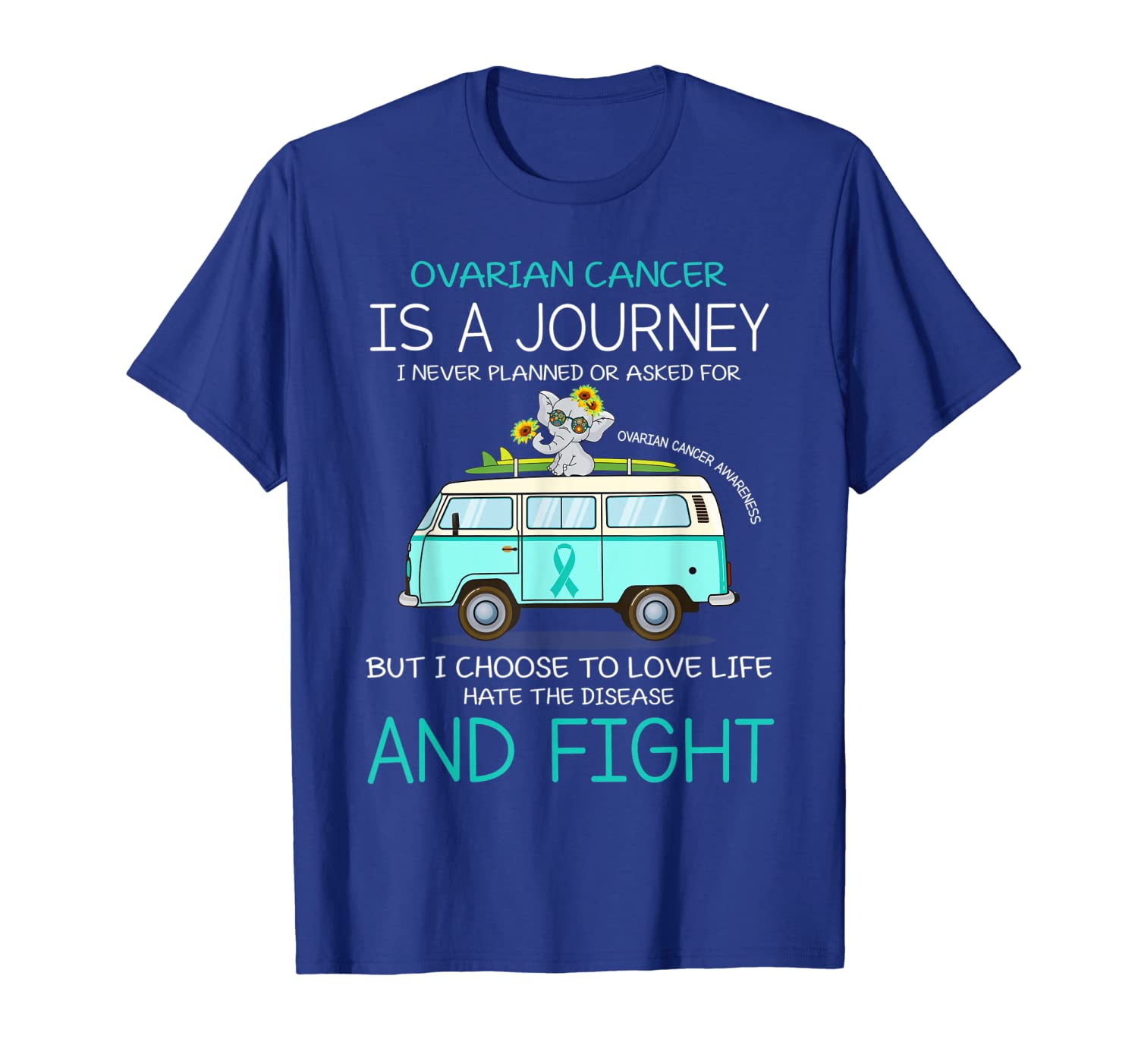 

ovarian cancer is a journey ovarian cancer awareness tshirt, White;black