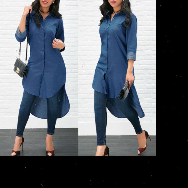 

long sleeve denim jean lapel women dresses shirt short midi plus size, Black;gray
