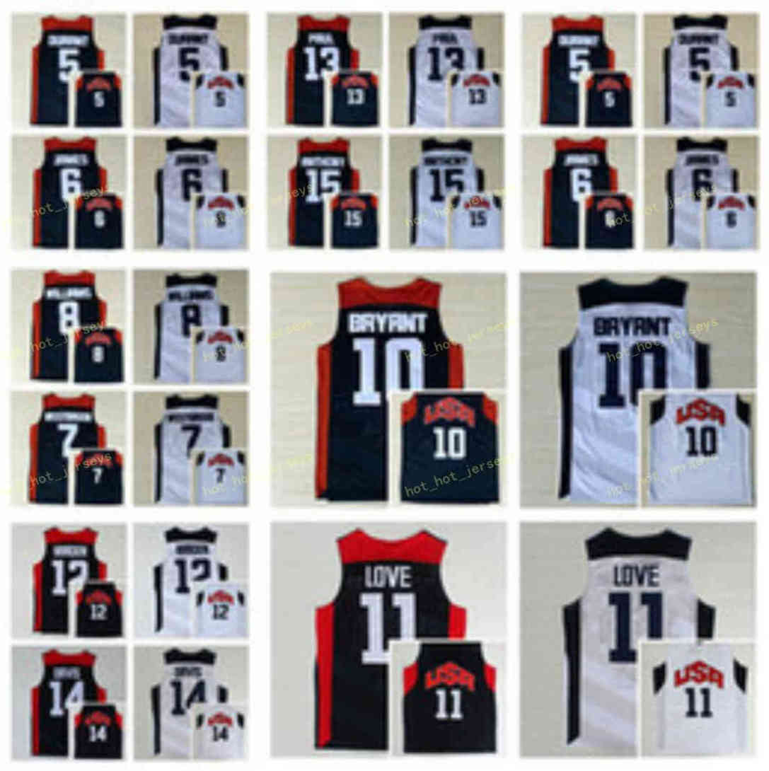 

Basketball Jersey Dream Team Kevin LeBron Durant Jdmes Harden 10 Kebe Chris Bryamt Paul Kevin Anthony Love Williams Westbrook Davis, Black;red