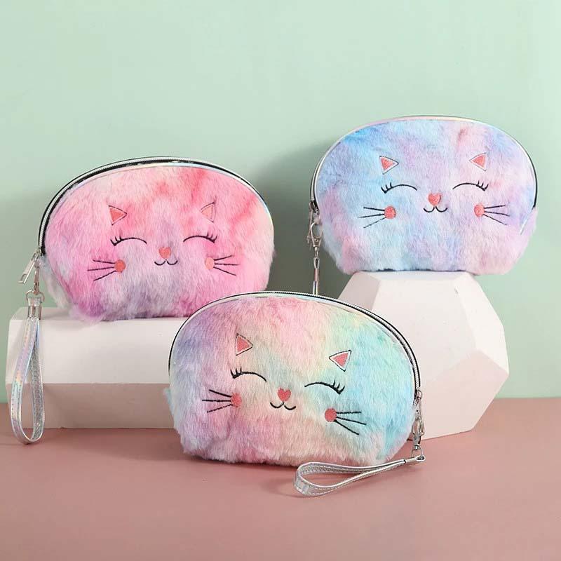 

Pc Cute Cat Cosmetic Bag Women Plush Girl Makeup Female Beauty Case Travel Portable Toiletry Bags & Cases