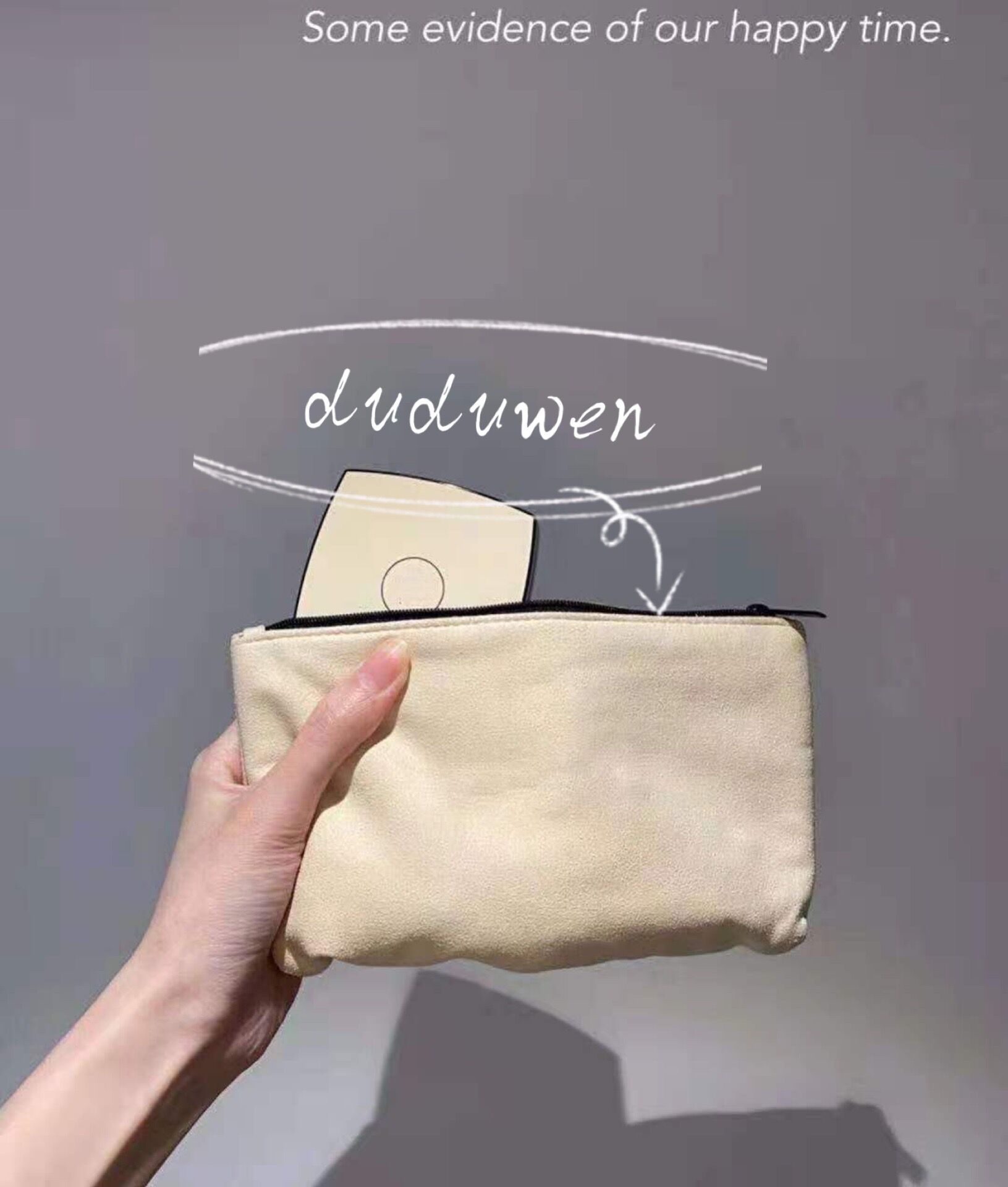 

new~24X13cm fashion velvet beige color zipper bags elegant beauty cosmetic case luxurys makeup organizer bag with gift box