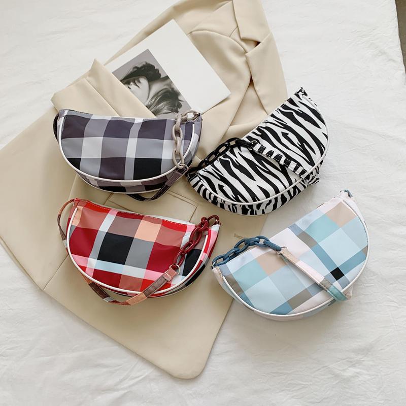 

Fashion Ladies Vintage Small Purse Handbags Women Canvas Plaid Zebra Pattern Print Saddle Underarm Bag Shoulder Bags, Black